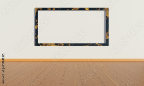 photo frame on wall in living room. minimalist interior architecture background, 3d illustration