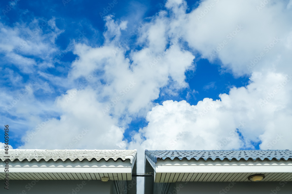 roof tiles with blue sky and cloud