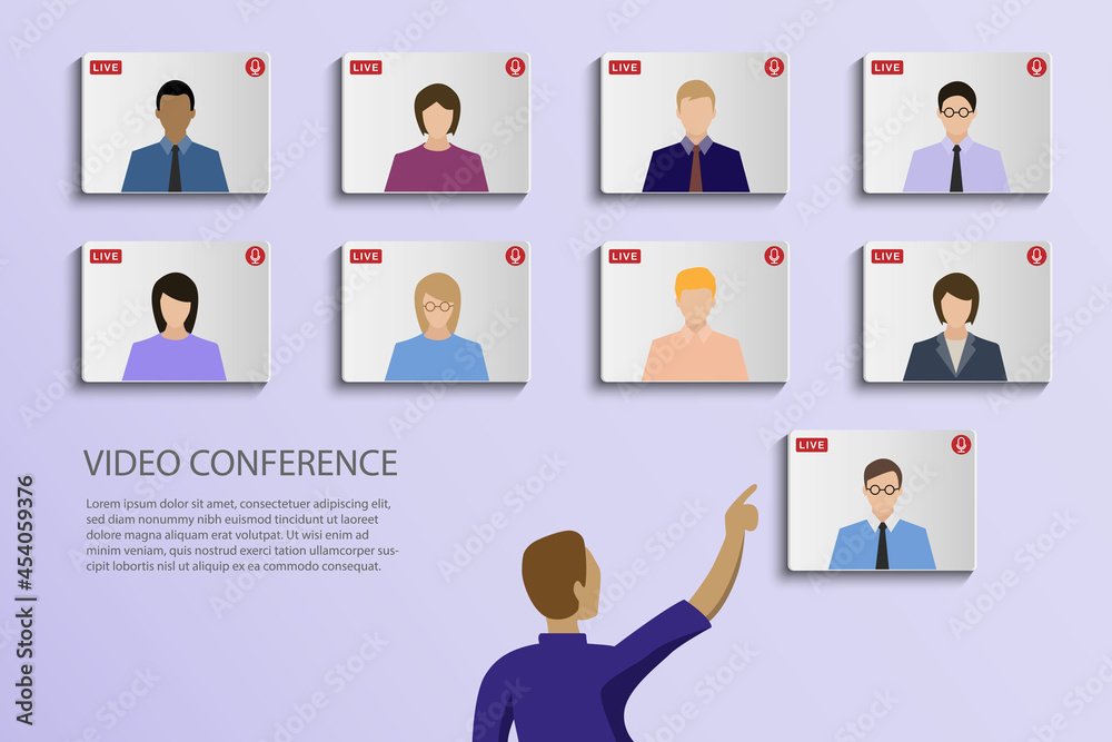 Video conference meeting online concept. Vector illustrate 3D.Paper art. Video conference meeting online concept. Vector illustrate 3D.Paper art.