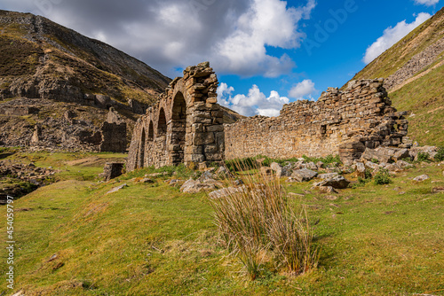 The remains of Blakethwaite Smelt Mill near Gunnerside, North Yorkshire, England, UK photo