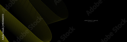 Abstract yellow waving lines background for wide banner