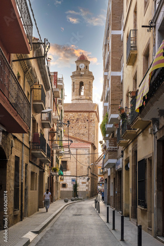 Saint Mary and Saint Nicholas church in Calella de Mar  Catalonia. Mediterranean city scape in Spain.
