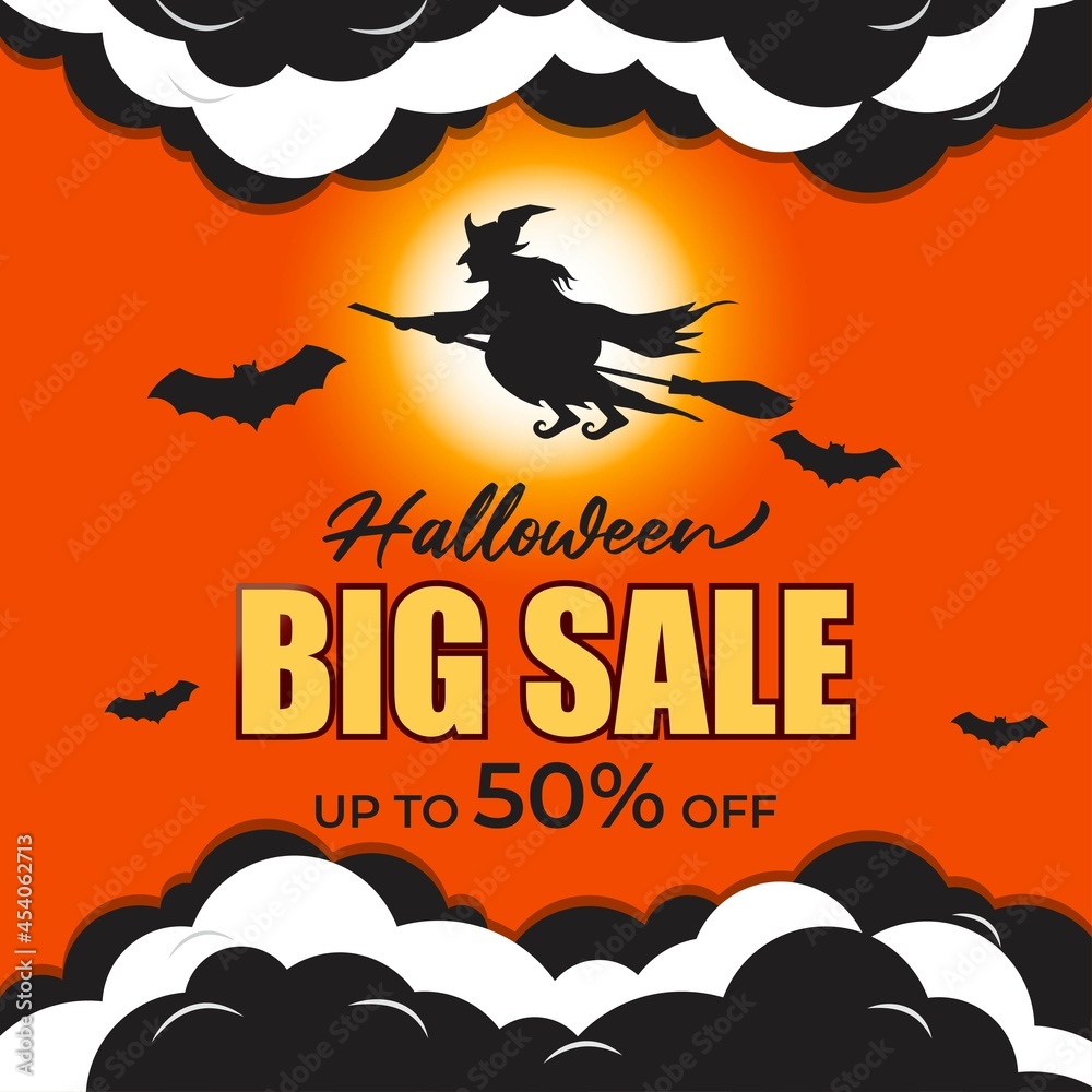 Vector illustration of Happy Halloween sale, square shiny golden frame wrapped with light balls and confetti, flying bats, scary pumpkins, upto 50% off offer, shop now, template for websites. Vector illustration of Happy Halloween sale, square shiny golden frame wrapped with light balls and confetti, flying bats, scary pumpkins, upto 50% off offer, shop now, template for websites.