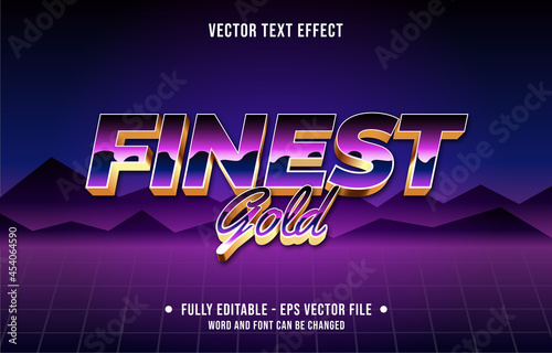 Editable text effect gradient color retro futuristic eighties style for digital and print media font effect template