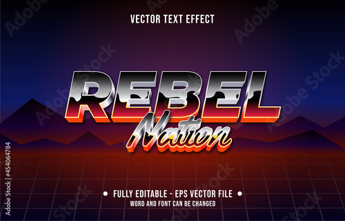 Editable text effect gradient color retro futuristic eighties style for digital and print media font effect template