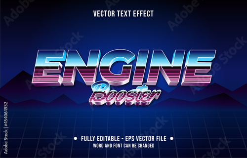 Editable text effect gradient color retro futuristic eighties style for digital and print media font effect template