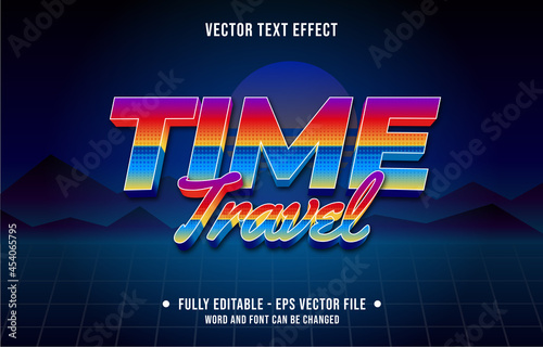 Editable text effect gradient color retro futuristic eighties style for digital and print media font effect template