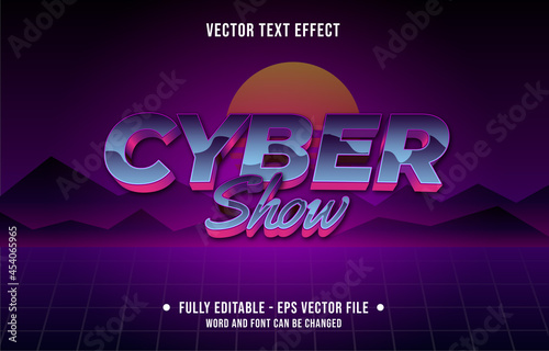 Editable text effect gradient color retro futuristic eighties style for digital and print media font effect template