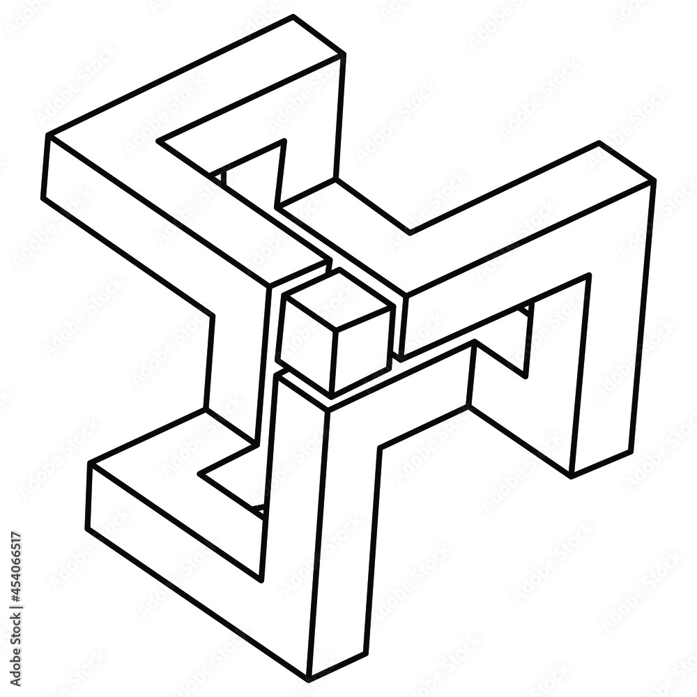Impossible optical illusion shape. Optical art object. Impossible figure. Sacred geometry. Line art shapes. Impossible optical illusion shape. Optical art object. Impossible figure. Sacred geometry. Line art shapes.