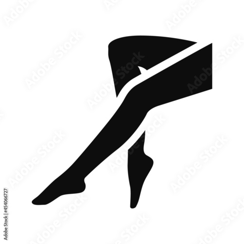 Tights garment black vector icon. Editable illustration of realistic legs with collant fashion and beauty logo 