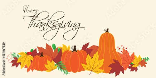 Vector illustration for thanks giving with autumn leaves.