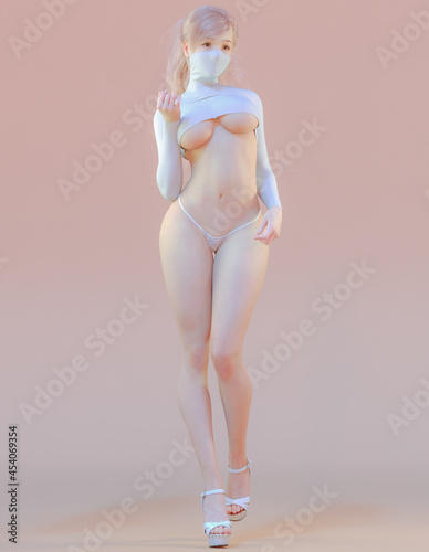 3D rendering illustration cute girl