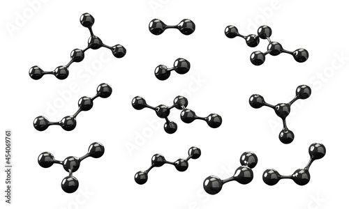 Motor oil. Oil molecules on a white background. 3d illustration