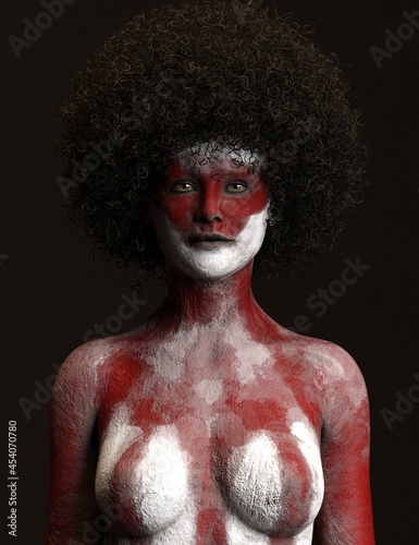Obraz na plátně 3D rendering illustration of African woman's body painting