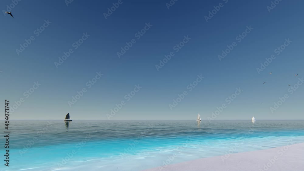 4K Video. Landscapes view of beach sea sand and sky in summer day. Beach sea space area.
4K Video. Landscapes view of beach sea sand and sky in summer day. Beach sea space area.