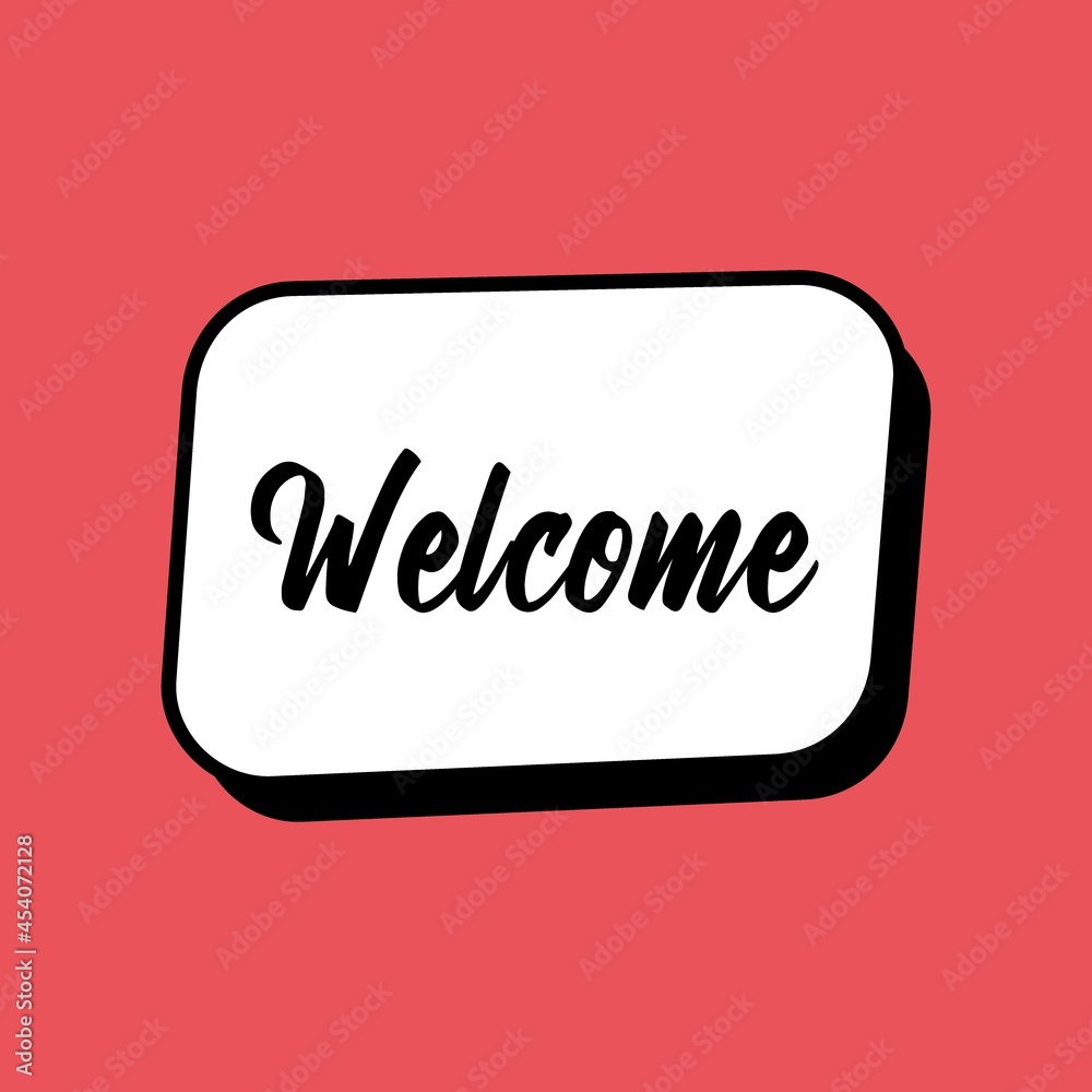 Sketch doodle speech bubble with welcome communication phrase Sketch doodle speech bubble with welcome communication phrase