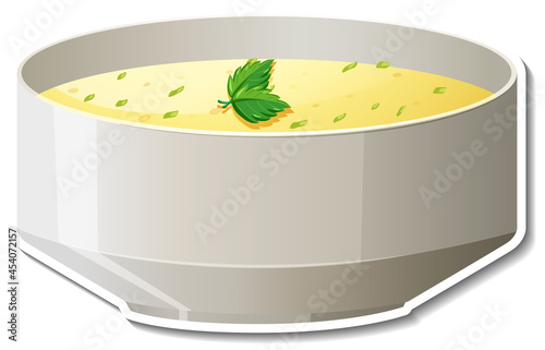 Bowl of soup sticker on white background