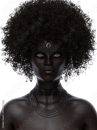 3D rendering illustration African tattooed girl