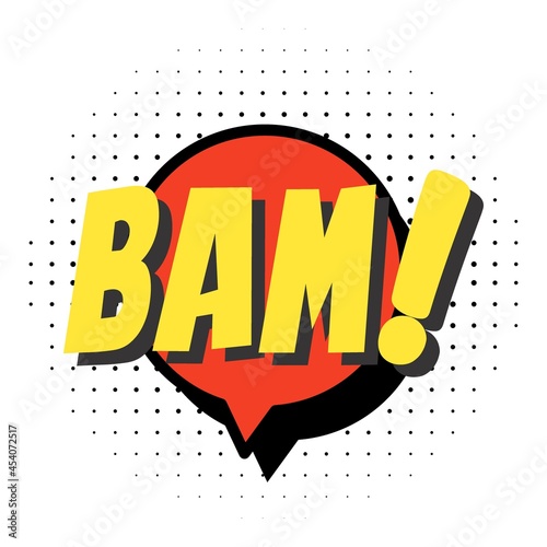 Sketch doodle speech bubble with bam communication phrase