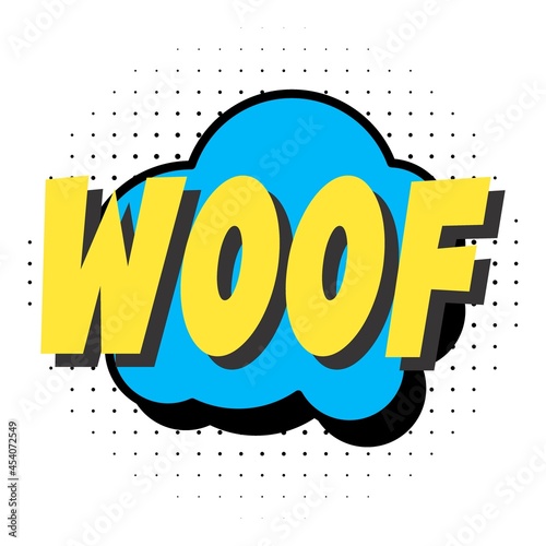 Sketch doodle speech bubble with woof communication phrase