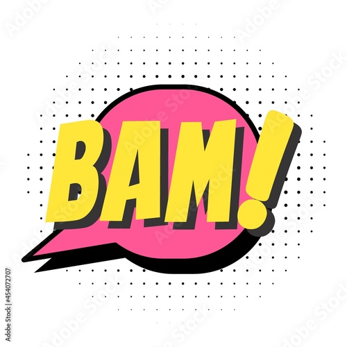 Sketch doodle speech bubble with bam communication phrase