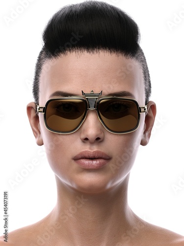 3D rendering illustration of a girl wearing sunglasses