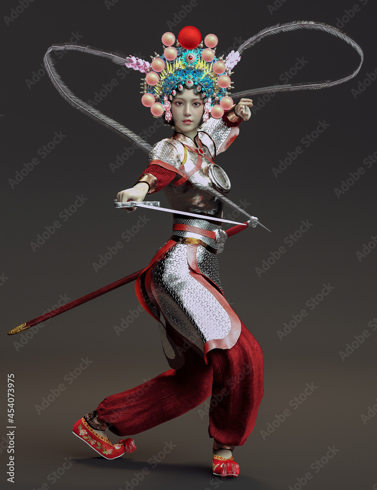 3D Rendering Illustration Peking Opera Performers 3D Rendering Illustration Peking Opera Performers