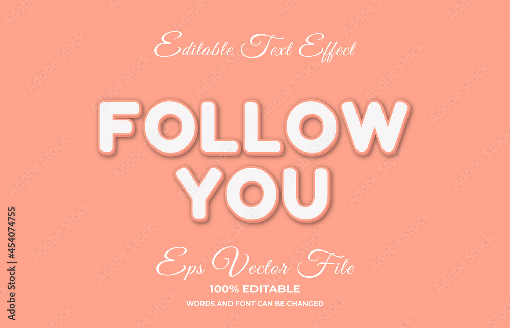 Follow you embossed 3d editable text effect style Follow you embossed 3d editable text effect style