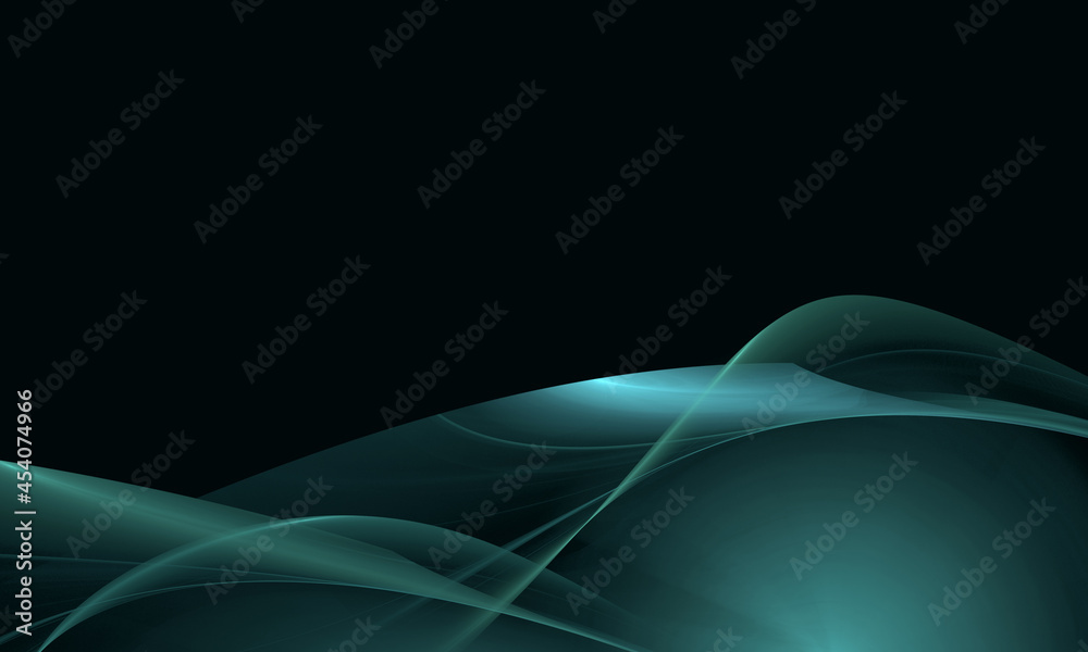 Abstract Glowing Turquoise 3d Waves Or Curves In The Bottom Of Black Background Sci Fi Or Technology Concept Great As Banner Background Wallpaper Design Fragment Or Cover Blank Stock Illustration Adobe