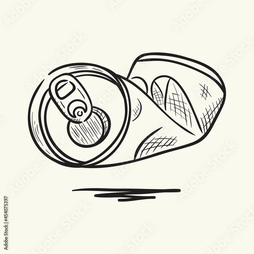 Crumpled can. Hand drawn vector illustration