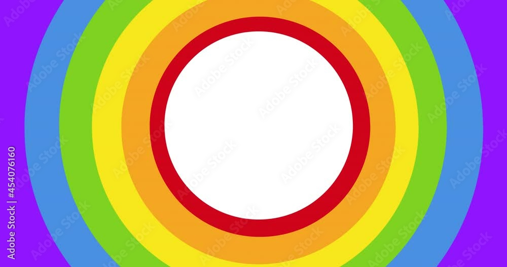 Animation of rainbow heart over rainbow stripes