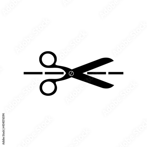 Cut line scissors icon isolated on white background