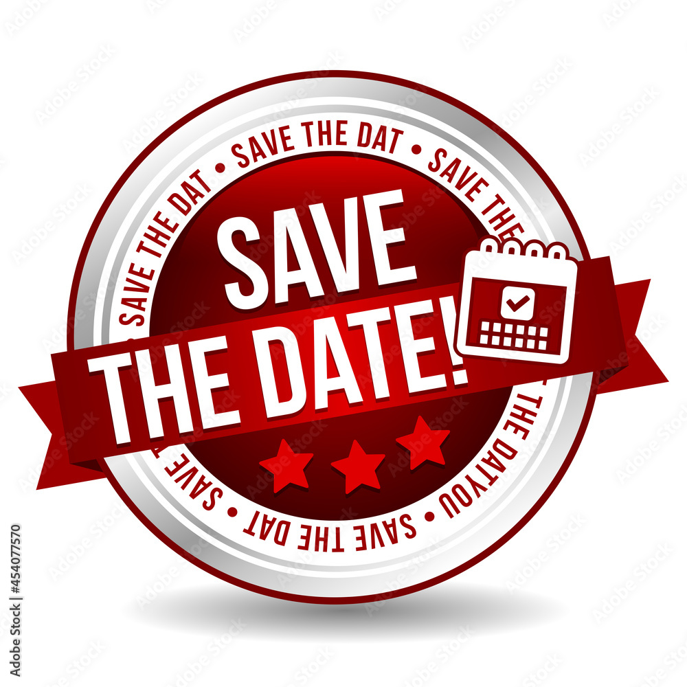 Save the Date Badge - Online Button Marketing Banner with Ribbon. Save the Date Badge - Online Button Marketing Banner with Ribbon.