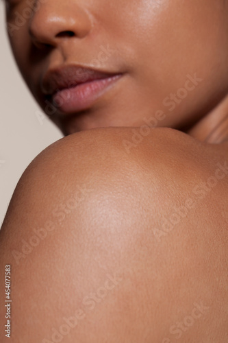 Close-up of female shoulder photo