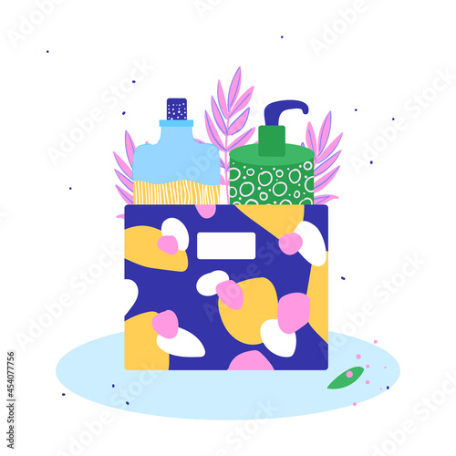 Wallpaper Mural Basket with body creams. Vector illustration. Torontodigital.ca
