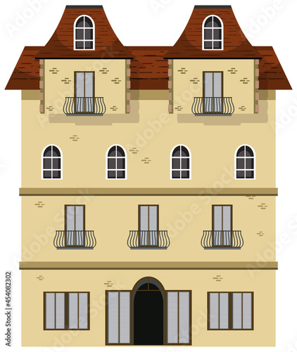 Isolated haunted mansion facade