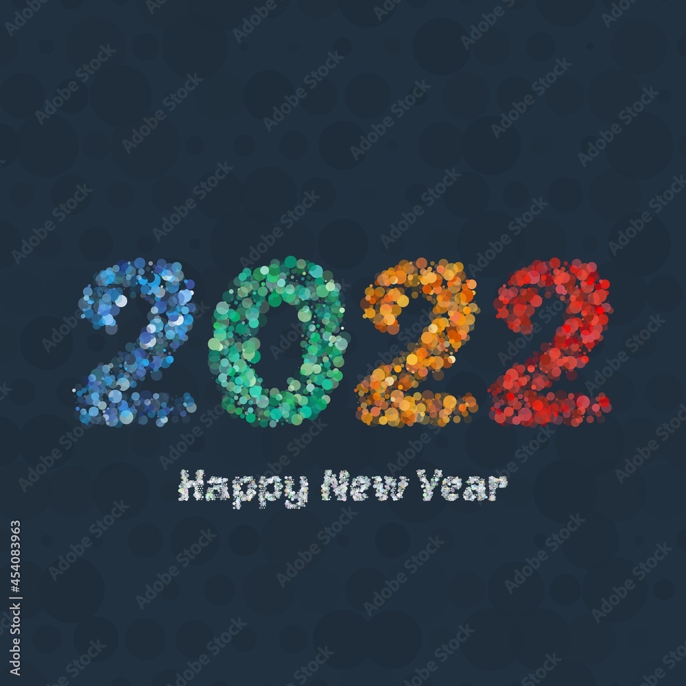 Happy New Year 2022 greeting card. Vector illustration