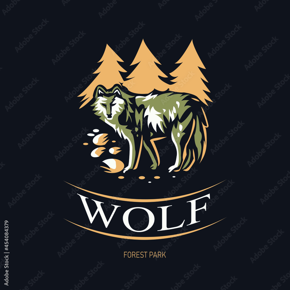 Wolf emblem. Animals vector illustrations. Forest park logo. - obrazy, fototapety, plakaty 
