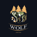 Wolf emblem. Animals vector illustrations. Forest park logo.