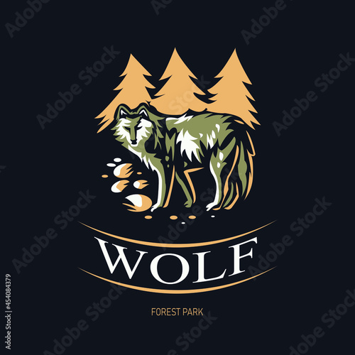 Wolf emblem. Animals vector illustrations. Forest park logo.