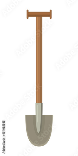 Shovel with wooden handle and metal tool. Vector illustration