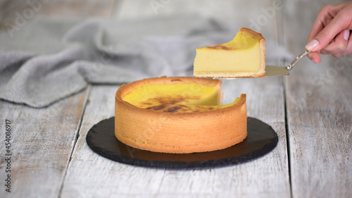 Classic French Sweet Flan Patissier. Slice Of Flan Patissier.