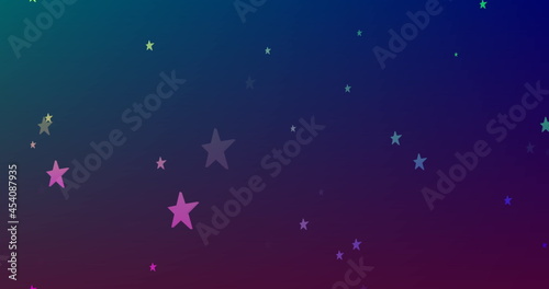 Digitally generated image of glowing stars moving against blue background