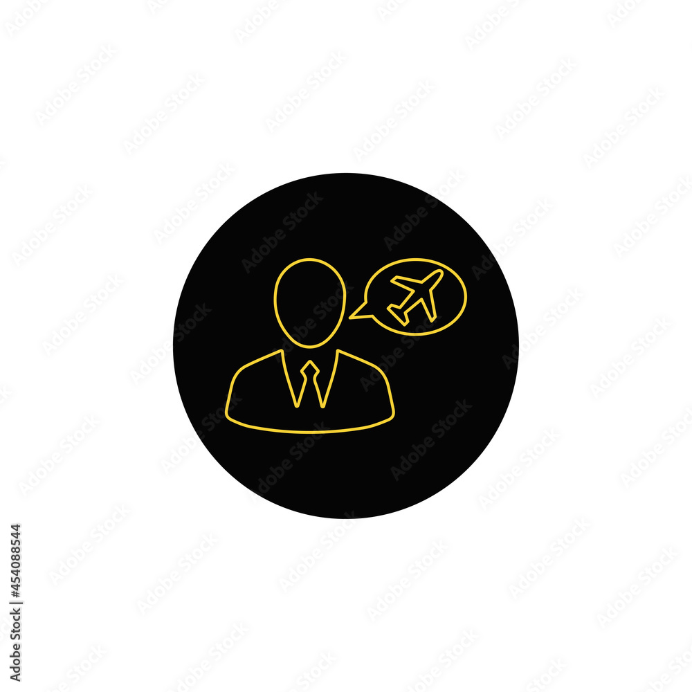 man airplane travel icon vector man airplane travel icon vector