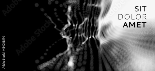 Array with dynamic particles. 3d technology style. Abstract background. Vector illustration.