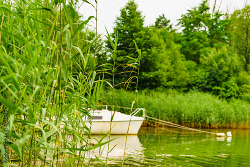 Fototapeta Naklejka Na Ścianę i Meble -  Yacht on lake in Tuchola Forests, Poland.