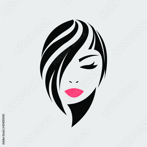 illustration vector of women silhouette icon  women face logo on white background