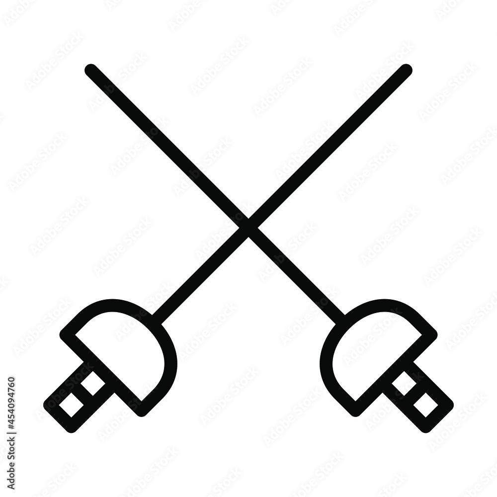 Fencing swords flat line icon. Sport Equipment - crossed rapiers. Outline sign for mobile concept and web design, store Fencing swords flat line icon. Sport Equipment - crossed rapiers. Outline sign for mobile concept and web design, store