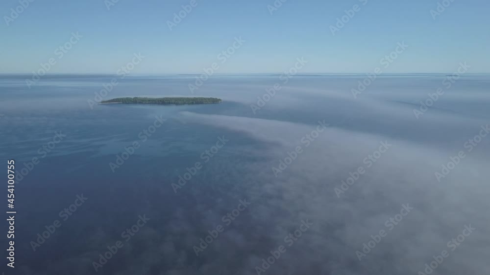 foggy lake and islands foggy lake and islands