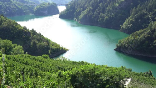 Europe, Italy , Lago di Santa Giustina is a artificial lake in Val di Non in Trentino Alto Adige , Dolomites mountains